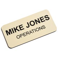 Custom Engraved Name Tag Badges - Personalized Identification with Pin or Magnetic Backing, 1.5 Inches x 3 Inches, Almond/Black