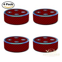 4 Pack SopiGuard Wine Red Carbon Fiber Precision Edge-to-Edge Coverage Vinyl Sticker Skin for Amazon Echo Dot 2nd Gen