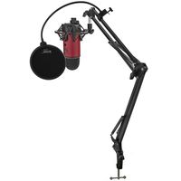 Blue Yeti USB Microphone (Satin Red) with Knox Shock Mount, Studio Stand and Pop Filter