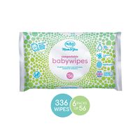 Mum & You Biodegradable and Compostable Plastic Free Baby Wet Wipes 336 Count (6 Packs of 56) - 98% Water, 0% Plastic, Hypoallergenic & Dermatologically Tested