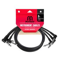 Miracle Sound Guitar Patch Cable for Pedalboard Effects with Right Angle Plug 3-Pack Ideal Electric Guitar and Bass Livewire Cable (3 Feet)