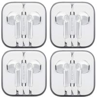 Wired Earbud Headphones with Microphone, Boost+ Premium Earphones Volume Control Slide-Bar with 3.5mm Port for PCs, Tablets, and Cell Phones in The Office, Classroom or Home, White, 4-Pack