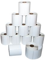 CompuLabel Direct Thermal Labels, 3 1/2 x 1 1/2 Inch, White, Roll, Permanent Adhesive, Perforations Between Labels, 900 per Roll, 12 Rolls per Carton (530651)
