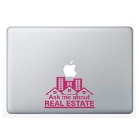 Crazy4Decals Ask ME About Real Estate Decal Vinyl Sticker for Laptop Notebook MacBook Air/Pro Dell HP Walls Windows, Computers, Water Bottles and More (Pink / 6")