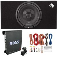 Rockford Fosgate R2S-1X12 12" 500W Subwoofer + Enclosure + 1100W Amp + Amp Kit