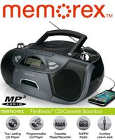Memorex MP3262 FlexBeats CD/Cassette Boombox - Black (Refurbished)