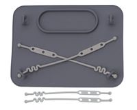 Busy Baby Mat | Silicone Suction Placemat for Babies & Toddlers | 4 Customizable Tethers to Attach Toys | Keeps Toys Off Floor and Germ-Free | Includes Sleeve for Easy Carrying | (Pewter)