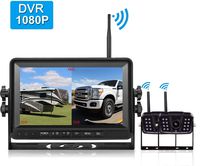 Amtifo FHD 1080P Digital Wireless 2 Backup Cameras With 7'' DVR Monitor For Trailers,Trucks,RVs, High-Speed Observation System Support Split/Quard Screen