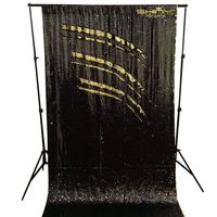 Flip Up Fabric Mermaid Photobooth Background 5FTx7FT Reversable Gold&Black Shimmer Backdrop Shower Curtain Set -0906S
