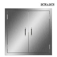 CO-Z Outdoor Kitchen Doors, 304 Brushed Stainless Steel Double BBQ Access Doors for Outdoor Kitchen, Commercial BBQ Island, Grilling Station, Outside Cabinet, Barbeque Grill, Built-in (24" W x 24" H)