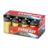 EVEREADY BATTERY Gold Alkaline Batteries, D, 8 /pk, New