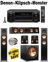 Denon AVRX5200W 9.2 Network A/V Receiver with Wi-Fi and Bluetooth + Pair of Klipsch - RP250FBK + Klipsch - RP440CBK + Pair of Klipsch - RP240SBK + Klipsch - R115SW + Monster Cable - PLATXPMS50 Bundle