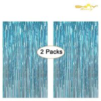 ShinyBeauty 6FTx8FT-Turquoise-Foil Fringe Curtain,Metallic Curtain,Party Fringe Backdrop,Sequin Wedding Backdrops,Fringe Curtain for Tassel Garland,Tinsel Foil (Turquoise)