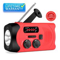 Emergency Solar Radio, AM/FM NOAA Weather Redio for Household and Outdoor, Hand Crank Self Powered Radio with LED Flashlight 2000mAh for Phone Charger Red