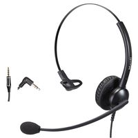 Telephone Headset with 2.5mm Jack with Noise Canceling Mic for Cisco Linksys SPA Polycom Grandstream Panasonic Zultys Gigaset and Other Cordless Dect Phones Including 3.5mm Connector for Cell Phone