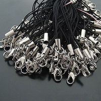 Fashionclubs 2.56" 200pcs/set Black Lanyard Lobster Clasp Lariat Cord Strap For Cellphone