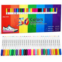 Fabric Markers Pen 30 Colors Permanent Paint Art Marker Set for Writing Painting on T-Shirts Clothes Sneakers Canvas Shoes, Child Safe & Non-Toxic