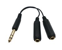CERRXIAN 1/4" 6.35mm Stereo Plug/Male to Dual 1/4" 6.35mm Jack/Female Splitter Adapter Cable 0.6 Feet (Black)