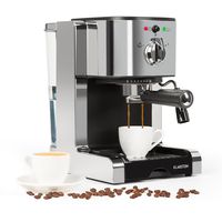Klarstein Passionata Rossa 15 Espresso Machine • 15 Bar • Capuccino • Milk Foam • 1350W • Stylish Design for Modern Kitchens • Steam Nozzle for Frothing Milk and Preparing Hot Drinks • Silver