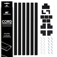 SimpleCord Black Cord Concealer System Covers Cables, Cords, or Wires - Cable Cover Management Raceway Kit for Hiding Wall Mount TV Power Cords in Home or Office