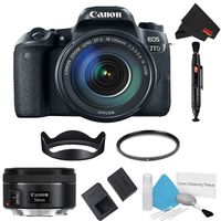 Canon EOS 77D DSLR Camera with 18-135mm Lens Bundle + Bonus 50mm Lens (International Model)