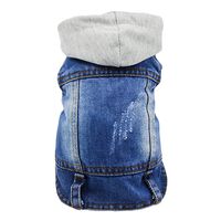 SILD Pet Clothes Dog Jeans Jacket Cool Blue Denim Coat Small Medium Dogs Lapel Vests Classic Hoodies Puppy Blue Vintage Washed Clothes (Grey,M)