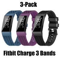 WISHTA Fitness Bands Compatible with Fitbit Charge 3 & Charge 3 SE, Waterproof Replacement Strap for Women Men, Multi-Colors Bands 3 Pack (3pcs-na,pu,bk, Small(Band for Charge 3, not Charge 2))