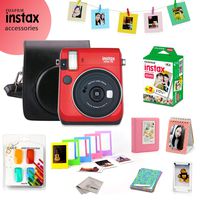 Fujifilm Instax Mini 70 Bundle (Red) - Fuji Camera Instant Film (20 Sheets) + 9-in-1 Accessory Bundle - Carry Case, 4 Color Filters, 2 Photo Albums, Assorted Frames & Much More