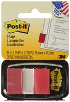 Post-it Flags Value Pack, Red, 1 in. Wide, 50/Dispenser, 24 Dispensers/Pack, (680-1-24)