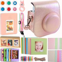 Case & Accessories Compatible with Fujifilm Instax Mini 9 8 8+ Instant Polaroid Film Camera, Bundle Pack Include Albums, Filters, Shoulder Strap&Other Accessories [Shining Pink,9 Items Kit] by SAIKA
