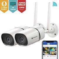 Kittyhok Outdoor Wireless Security Camera, 1080P Full HD 2.4GHz WiFi IP Bullet Cameras with Two-Way Audio/Motion Detection/Night Vision/ Ip65 Weatherproof Remote Surveillance Monitor (2-Pack)