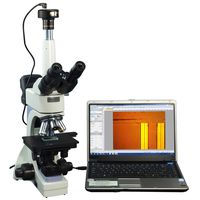 OMAX 40X-2000X Infinity Trinocular Metallurgical Microscope with Transmitted/Reflected Light and 10MP Camera and 100X Dry Objective