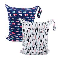 ALVABABY 2pcs Cloth Diaper Wet Dry Bags Waterproof Reusable with Two Zippered Pockets Travel Beach Pool Daycare Soiled Baby Items Yoga Gym Bag for Swimsuits or Wet Clothes L0130