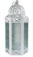 Vela Lanterns Moroccan Style Candle Lantern with LED Lights, Large, Clear Glass, White