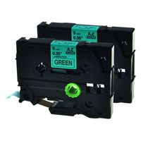 GREENCYCLE 2 Pack Replacement TZ 721 TZE721 Labeling Tape Compatible for Brother P-Touch Label Maker, Black On Green, 9mm (0.35")