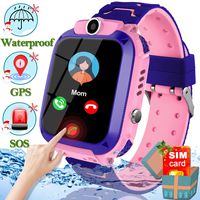 [Free SIM Card] Kids Smart Watch Waterproof GPS Tracker Watch for Kids Ages 3-12 Girls Boys Smartwatch Phone with Two-Way Call Games SOS Alarm Clock Camera Digital Wrist Watch Xmas Holiday Toy Gift