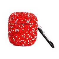 2019 Newest Luxurious Rhinestone AirPods Case with Keychain, Shockproof Protective Premium Crystal Cover Skin for AirPods Charging Case 2 & 1 (Red+AB C3)
