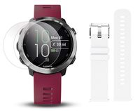 Garmin Forerunner 645 Music Bundle with Extra Band & HD Screen Protector Film (x4) | Running GPS Watch, Wrist HR, Music & Spotify, Garmin Pay (Cerise + Music, White)