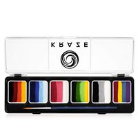 Kraze FX Splash 6 Color Split Cake Palette (6 gm) with Brush - Water Activated, Hypoallergenic, Safe, Non-Toxic Face Painting Kit for Sensitive Skin, Kids & Adults