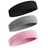BEACE Sweatbands Sports Headband/Wristband for Men & Women - 3PCS / 6PCS Moisture Wicking Athletic Cotton Terry Cloth Sweatband for Tennis, Basketball, Running, Gym, Working Out
