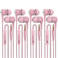 A12 Headphones Earphones Earbuds Earphones, Noise Islating, High Definition, Stereo for Samsung, iPhone,iPad, iPod and Mp3 Players（Black, White, Green, Pink (Pink 4pairs)