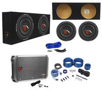 2 Rockville W12T4S2 12" Shallow Mount 1400w Subwoofera+Sealed Sub Box+Amplifier