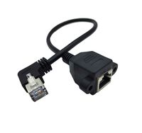 Qaoquda CAT6 Network Extension Cable,90 Degree RJ45 A Male to A Female Screw Panel Mount Extension Cable,Support Ethernet Cat 5e/Cat 6-10 inch (Left)