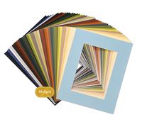 Golden State Art, Pack of 50, Acid-Free Mixed Colors Pre-Cut 8x10 Picture Mat for 5x7 Photo with White Core Bevel Cut Frame Mattes