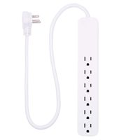 GE Power Strip Surge Protector, 6 Outlets, Fast Charge, Flat Plug, Long Power Cord, 2ft, Wall Mount, White, 40532 (Renewed)