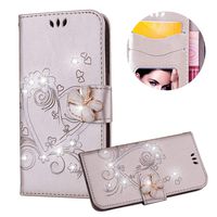 iPhone 7 Case,PU Leather Wallet Case for iPhone 8,Moiky Luxury Gold 3D Butterfly Bling Rhinestone Embossed Love Heart Soft Leather Flip Magnetic Stand Shockproof Case Cover