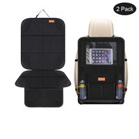 Smart elf Car Seat Protector Set with iPad and Tablet Holder Kick Mat Cover, Universal Stain Resistant Protective Baby Child Car Seat Protectors Rear Back Seat Organizer - 2Pack