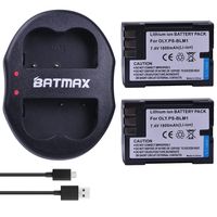 Batmax 2Packs 1800mAh Battery + Dual USB Battery Charger for Olympus BLM-1, BLM-01, PS-BLM1 Battery; Olympus C-5060, C-7070, C-8080, E-1, E-3, E-30, E-520, EVOLT E-300, E-330, E-500, E-510 Cameras