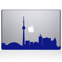 The Decal Guru 2076-MAC-15P-DB Toronto Cityscape Decal Vinyl Sticker, 15" MacBook Pro (2015 & Older), Dark Blue