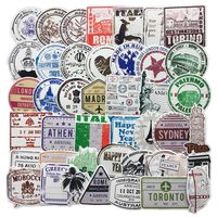 60-Pcs PVC Stickers Vinyl Postmark Laptop Car Decals Waterproof Sunlight-Proof Durable for Cars Motorbikes Luggage Skateboard Decor
